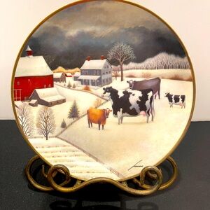 Vintage Franklin Mint Plate The American Folk Art Collection Cowsin Winter#F7948